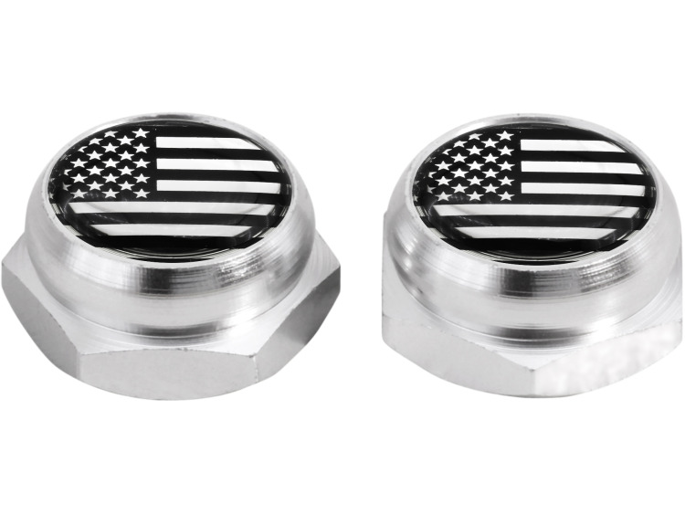 Cappucci per rivetti per targa di immatricolazione Bandiera americana USA Stati Uniti (argenteo) cromo