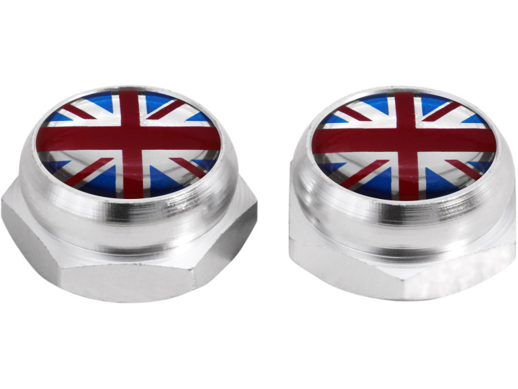 Cappucci per rivetti per targa di immatricolazione Bandiera britannica Gran Bretagna Regno Unito (argenteo)